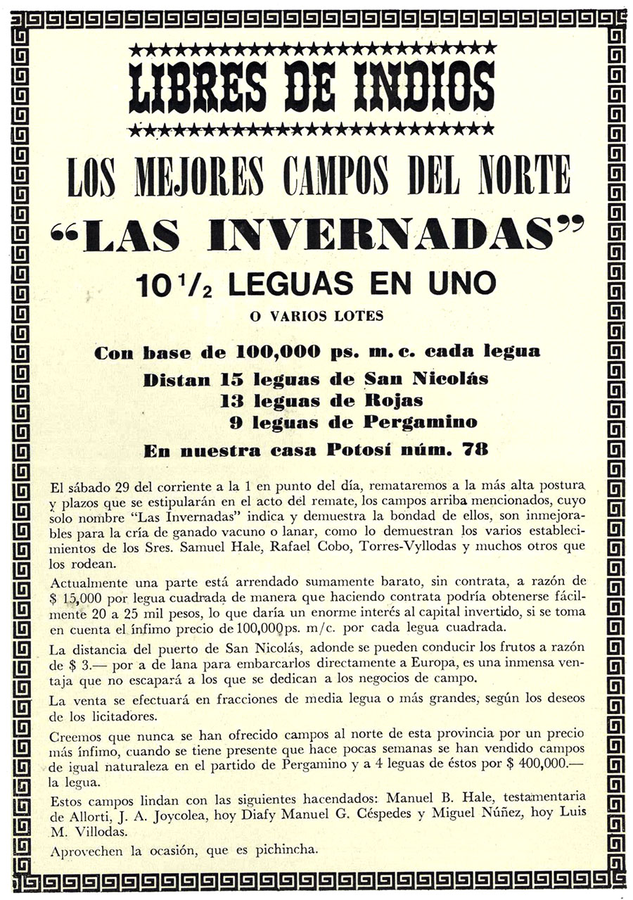 Aviso publicado en la página institucional de Bullrich Campos S.A. "Cuándo recorremos cada campo y lo valuamos objetivamente, sumando a nuestro “ojo” todas las técnicas disponibles, procuramos extraer todo su potencial, para que cada propietario reciban tanto una tasación real y actualizada como un diagnóstico de su verdadero potencial productivo".