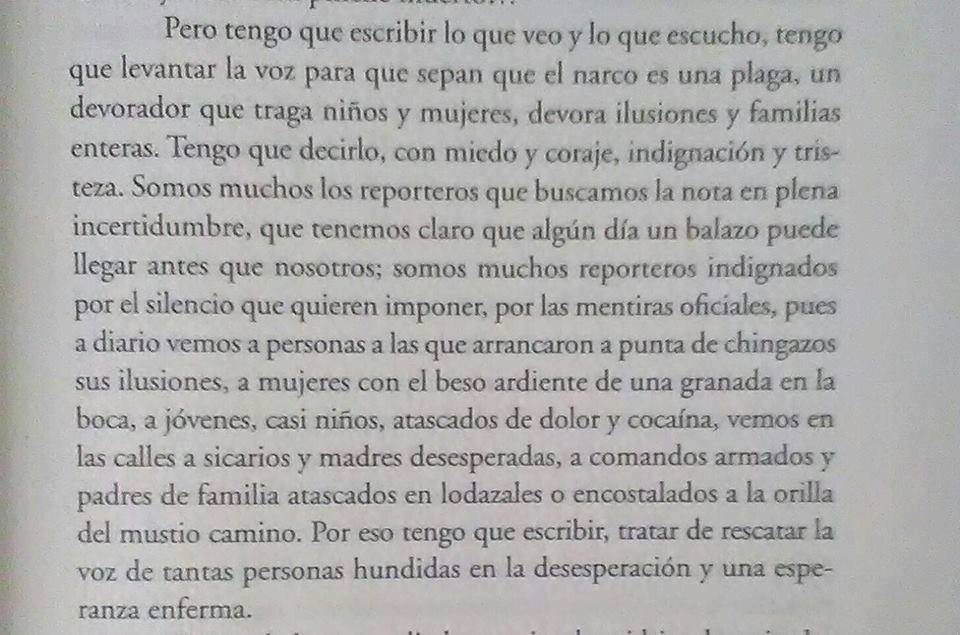 Fragmento de un texto del periodista asesinado