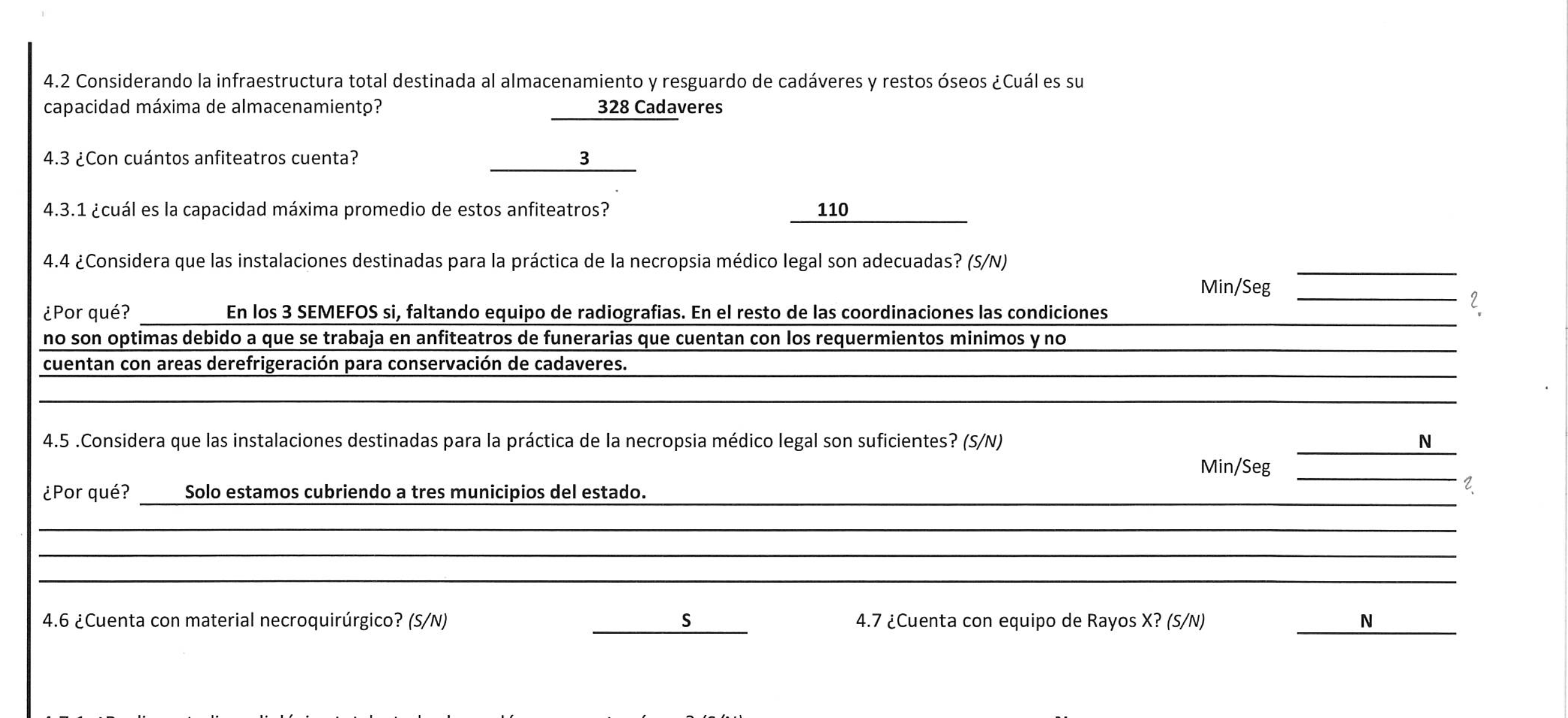Cuestionario respondido por autoridades forenses de Tamaulipas. Crédito_ Documentos obtenidos vía solicitudes de información pública